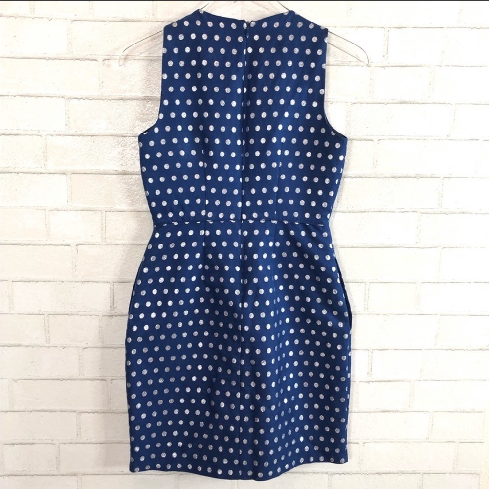 J.CREW Shimmer Polka Dot Navy Dress size 0 - Picture 5 of 8